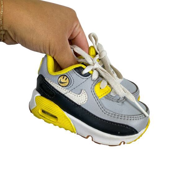 Nike Air Max 90 Go The Extra Smile Gray Yellow Sneakers - Toddler Infant 4C - Picture 1 of 8